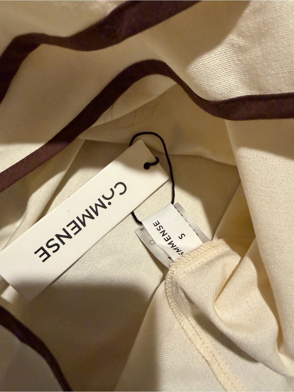 COMMENSE!! Linen-Blend Contrast Trim Wrap Dress - Picture 4 of 5